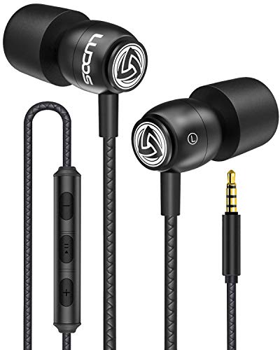 LUDOS Clamor Auriculares con Cable, Cascos Espuma de Memoria, Cable Reforzado, Graves, Earphones para Mi, Xiaomi, iPhone, Samsung, Huawei, Ordenador, Portátil, PC