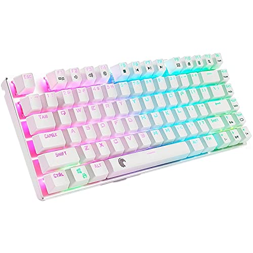 LUHUANONG Pequeño RGB LED Teclado De Juego Mecánico A Prueba De Agua A Prueba De Agua con Llaves Anti-Fantasmas De 81 Llaves Bricolaje Interruptores Azules Blancos Z88