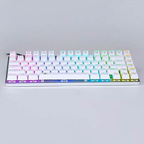 LUHUANONG Pequeño RGB LED Teclado De Juego Mecánico A Prueba De Agua A Prueba De Agua con Llaves Anti-Fantasmas De 81 Llaves Bricolaje Interruptores Azules Blancos Z88