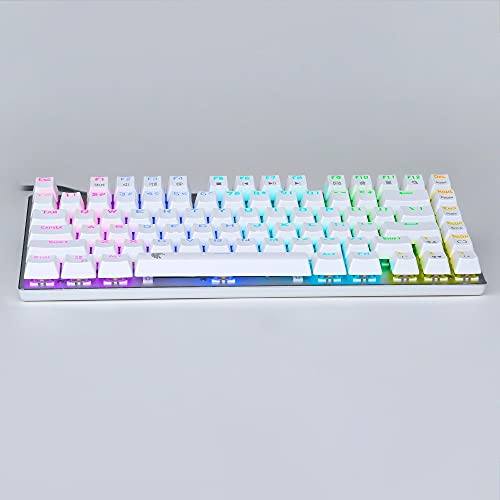LUHUANONG Pequeño RGB LED Teclado De Juego Mecánico A Prueba De Agua A Prueba De Agua con Llaves Anti-Fantasmas De 81 Llaves Bricolaje Interruptores Azules Blancos Z88