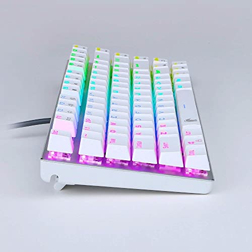 LUHUANONG Pequeño RGB LED Teclado De Juego Mecánico A Prueba De Agua A Prueba De Agua con Llaves Anti-Fantasmas De 81 Llaves Bricolaje Interruptores Azules Blancos Z88