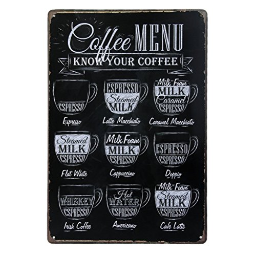 LUOEM Cartel de chapa con diseño de café, diseño retro