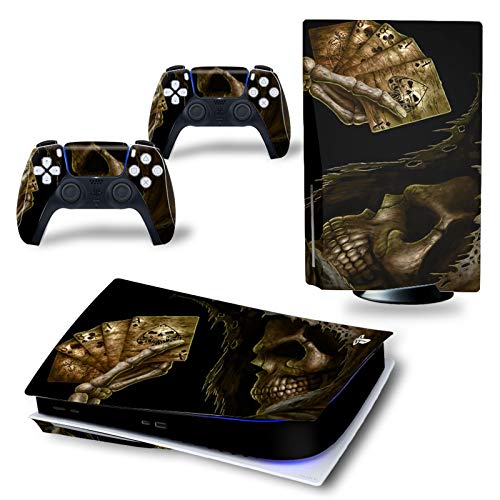 LUONE para PS5 Versión de CD Vinyl Decal Pegatina de protección de la Piel Protectora para PlayStatio 5 PS5 Consola y Controlador -Skull,3666