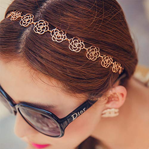 Lurrose 1 PC Diademas Coth Elastic Hollow out Rose Flower Accesorios para el Cabello Hairbands Headwraps Tocado para Mujeres Niñas Damas
