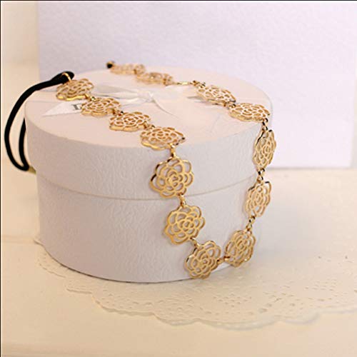 Lurrose 1 PC Diademas Coth Elastic Hollow out Rose Flower Accesorios para el Cabello Hairbands Headwraps Tocado para Mujeres Niñas Damas