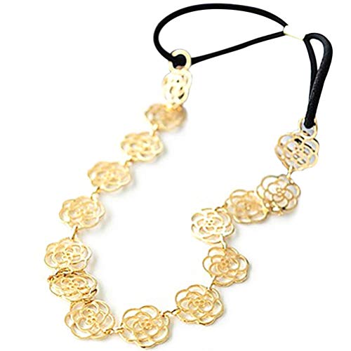 Lurrose 1 PC Diademas Coth Elastic Hollow out Rose Flower Accesorios para el Cabello Hairbands Headwraps Tocado para Mujeres Niñas Damas