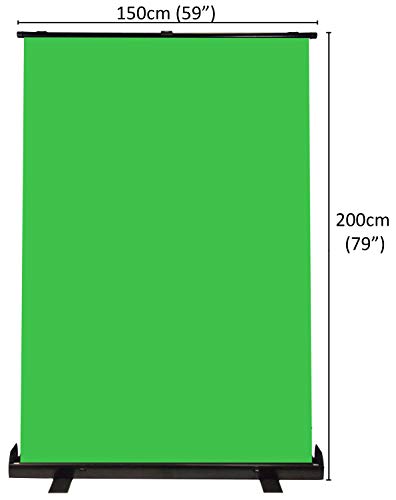 LUXBURG Green Screen - Pantalla de 150 x 200 cm, portátil, portátil, para Fotos, vídeo, Juegos en Vivo, Virtual, Estudio con Soporte