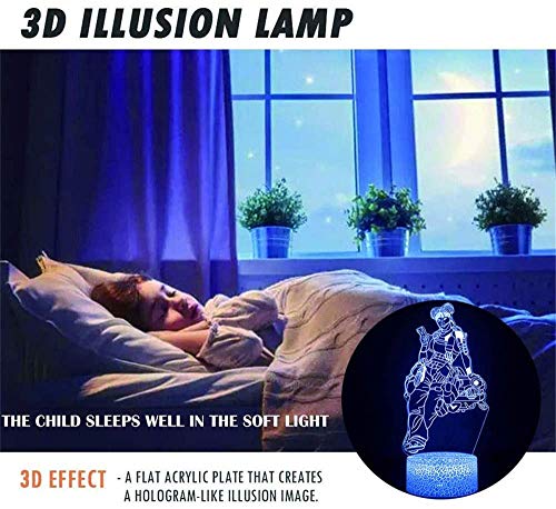 Luz de noche 3D para niños APEX Legends Lifeline Niñas lámpara de escritorio con control remoto 16 colores cambiantes sala de juegos decoración mejor regalo jugador