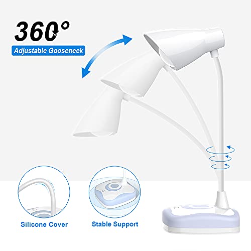 Luz Lectura Recargable USB, Lámpara Escritorio LED con Control Táctil, Flexo de Escritorio 3 Modos Brillos Protección para los Ojos, Lámpara de Mesa para Lectura, Dormitorio, Mesa, Estudio, Leer