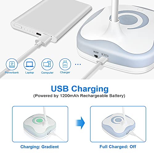 Luz Lectura Recargable USB, Lámpara Escritorio LED con Control Táctil, Flexo de Escritorio 3 Modos Brillos Protección para los Ojos, Lámpara de Mesa para Lectura, Dormitorio, Mesa, Estudio, Leer
