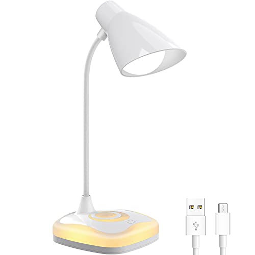 Luz Lectura Recargable USB, Lámpara Escritorio LED con Control Táctil, Flexo de Escritorio 3 Modos Brillos Protección para los Ojos, Lámpara de Mesa para Lectura, Dormitorio, Mesa, Estudio, Leer