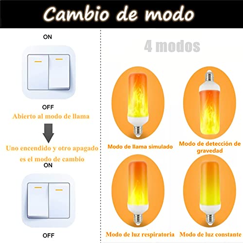 Luz LED de 5W, luz de llama simulada, luz de decoración de atmósfera, luz blanca cálida E27, luz de respiración degradada, adecuada para (tienda / familia / vacaciones / Navidad), etc.