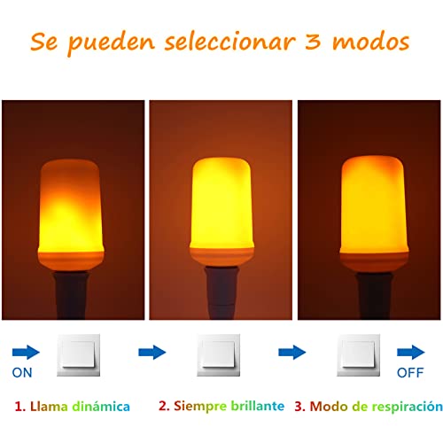 Luz LED de 5W, luz de llama simulada, luz de decoración de atmósfera, luz blanca cálida E27, luz de respiración degradada, adecuada para (tienda / familia / vacaciones / Navidad), etc.