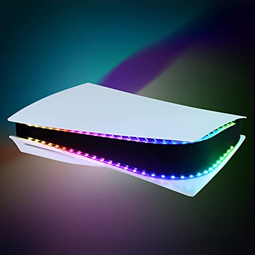 Luz LED para PS5, tira de luz RGB DIY decoración para consola PS5 con 5050 luces LED tiras de luces flexibles para consola PS5 con control remoto IR