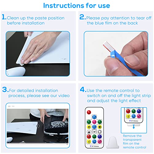 Luz LED para PS5, tira de luz RGB DIY decoración para consola PS5 con 5050 luces LED tiras de luces flexibles para consola PS5 con control remoto IR