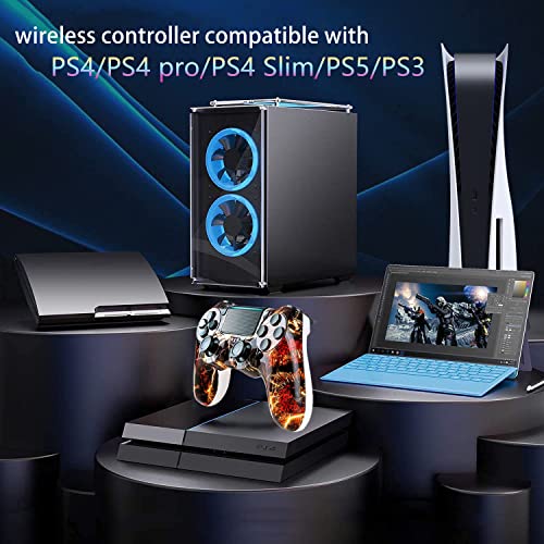 LVHI Mando Inalámbrico para PS4, Mando para Playstation 4/PS4 Pro/PS4 Slim, Controlador Inalámbrico, Gamepad Wireless Bluetooth Controlador Joystick, Textura Antideslizante (Color : Ghost Fire)