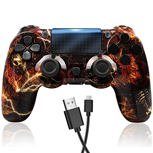 LVHI Mando Inalámbrico para PS4, Mando para Playstation 4/PS4 Pro/PS4 Slim, Controlador Inalámbrico, Gamepad Wireless Bluetooth Controlador Joystick, Textura Antideslizante (Color : Ghost Fire)