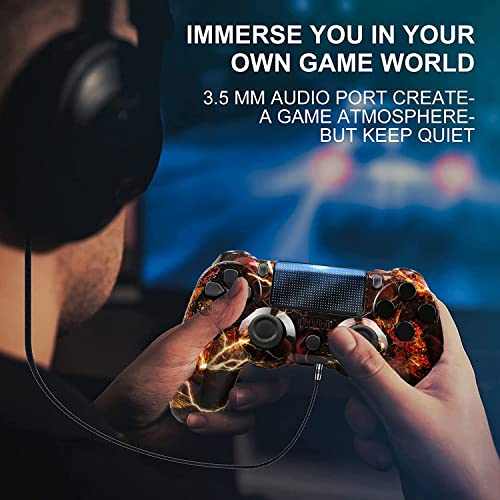 LVHI Mando Inalámbrico para PS4, Mando para Playstation 4/PS4 Pro/PS4 Slim, Controlador Inalámbrico, Gamepad Wireless Bluetooth Controlador Joystick, Textura Antideslizante (Color : Ghost Fire)