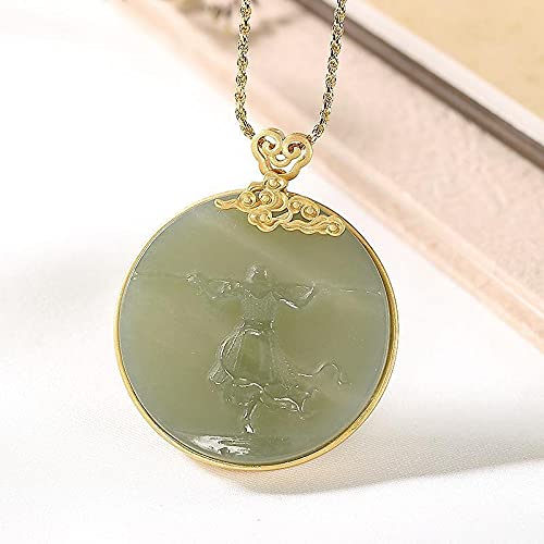 LVYAN S925 Sterling Silver Gold Hetian Gray Jade Return of The Great Sage of Qi Tian Sun Wukong Domineering Jade Pendant Pendant Neck