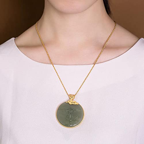 LVYAN S925 Sterling Silver Gold Hetian Gray Jade Return of The Great Sage of Qi Tian Sun Wukong Domineering Jade Pendant Pendant Neck