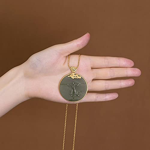 LVYAN S925 Sterling Silver Gold Hetian Gray Jade Return of The Great Sage of Qi Tian Sun Wukong Domineering Jade Pendant Pendant Neck