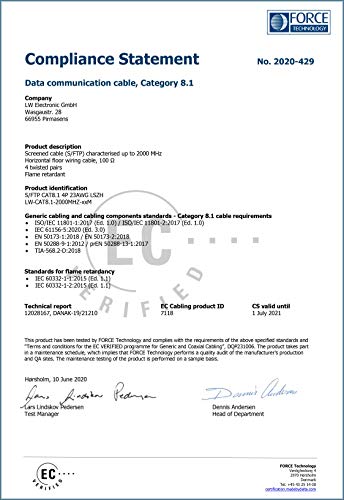 LW Electronic 25GBase-T / 40GBase-T Cat8.1 2000 MHz PIMF LSZH AWG23 Cable de red Gigabit apantallado totalmente blindado S/FTP cable de datos LAN cable de instalación blindado naranja 50m