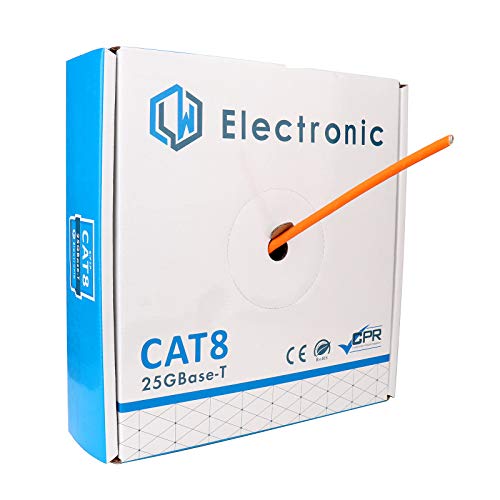 LW Electronic 25GBase-T / 40GBase-T Cat8.1 2000 MHz PIMF LSZH AWG23 Cable de red Gigabit apantallado totalmente blindado S/FTP cable de datos LAN cable de instalación blindado naranja 50m
