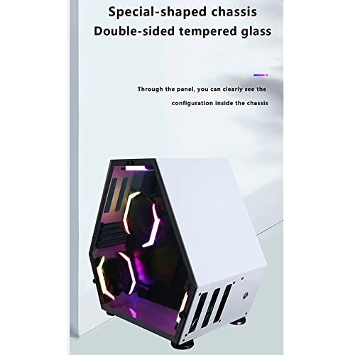 Lwieui Caja de Ordenador Escritorio En Forma De Chasis En Forma De Escritorio Juego De Vidrio Competitivo A Través De Soporte M-ATX/ITX Tarjeta Madre Caja PC Gaming