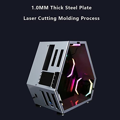 Lwieui Caja de Ordenador Escritorio En Forma De Chasis En Forma De Escritorio Juego De Vidrio Competitivo A Través De Soporte M-ATX/ITX Tarjeta Madre Caja PC Gaming
