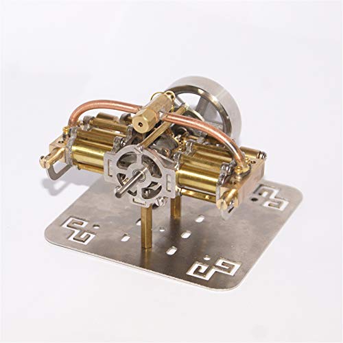 Lwieui Modelo de Motor Stirling 90 x 90 x 45mm Mini Mini Steam Modelo de Motor sin Caldera para la Nave Modelo para la Escuela de Oficina (Color : Gold, Size : One Size)