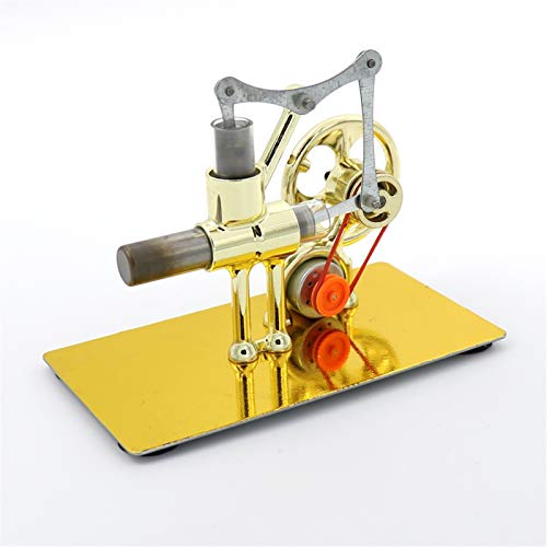 Lwieui Modelo de Motor Stirling Mini Motor de Aire Caliente Stirling Model Generator Motor Steam Power Educational Toy para la Escuela de Oficina (Color : Gold, Size : One Size)