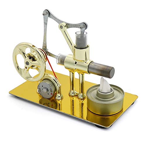 Lwieui Modelo de Motor Stirling Mini Motor de Aire Caliente Stirling Model Generator Motor Steam Power Educational Toy para la Escuela de Oficina (Color : Gold, Size : One Size)