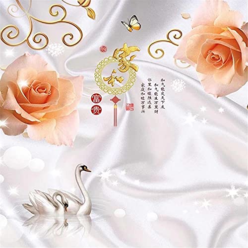 LXiFound Papel Tapiz De Murales De Pared -Flor kanji cisne planta -Papel Tapiz Mural Personalizado 3D Fotomural No Tejido Decoración Pegatina Mural Decorativos Extraíble Impermeable200x100cm
