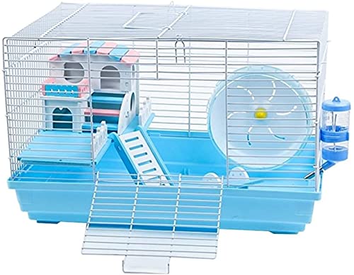 LXNQG Pet VIVARIO Hamster Cage JESTIDA, Espacio Familiar Guardar Doble Capa Pet Terraria Oficina Portátil Hamster Hébido Hábito Hábito Hogar Casa Decoración Caja de reproducción, Azul (Color : Blue)