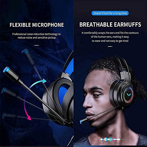 LXZ Auriculares para juegos, 7.1 Surround Sound Stereo Headset con ruido de micrófono para PS4, PC, móvil y portátil (color blanco) (rosa)