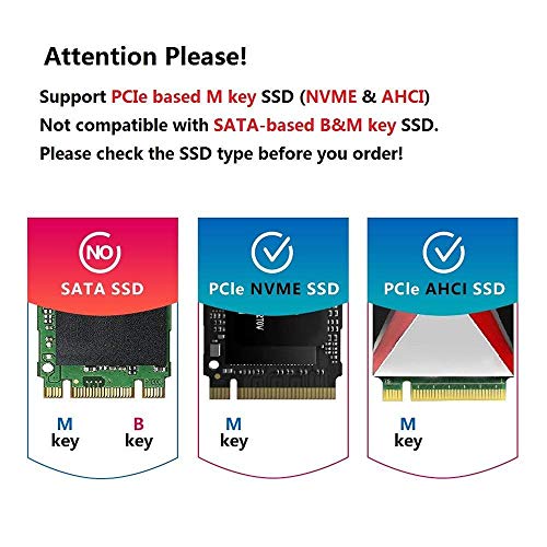 M.2 Adaptador convertidor NVME SSD para MacBook Air Pro Retina Mediados de 2013 2014 2015 2016 2017, Kit de actualización NVME / AHCI SSD para A1465 A1466 A1398 A1502