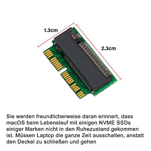 M.2 Adaptador convertidor NVME SSD para MacBook Air Pro Retina Mediados de 2013 2014 2015 2016 2017, Kit de actualización NVME / AHCI SSD para A1465 A1466 A1398 A1502