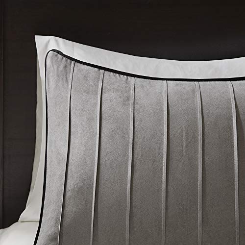 Madison Park Faldón de Cama a Juego para Todas Las Estaciones, Almohadas Decorativas, poliéster/polifill, Ante Dune, Gris Negro, Cal King (264 x 233 cm)