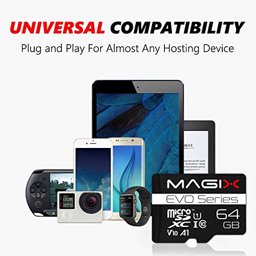 Magix Tarjeta de Memoria MicroSD Card EVO Series Clase10 V10 + Adaptador SD, Velocidad de Lectura hasta 80 MB/s (64GB)