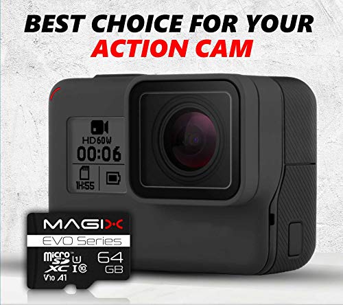 Magix Tarjeta de Memoria MicroSD Card EVO Series Clase10 V10 + Adaptador SD, Velocidad de Lectura hasta 80 MB/s (64GB)