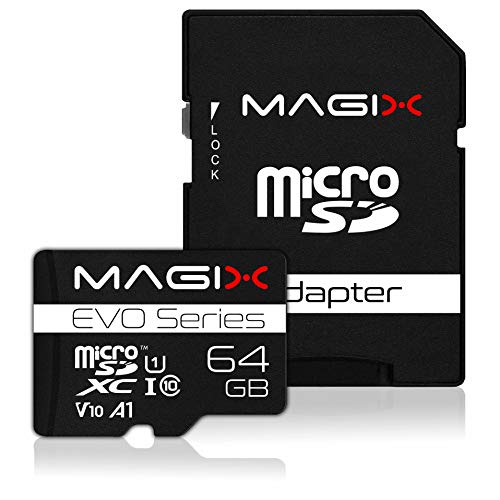 Magix Tarjeta de Memoria MicroSD Card EVO Series Clase10 V10 + Adaptador SD, Velocidad de Lectura hasta 80 MB/s (64GB)