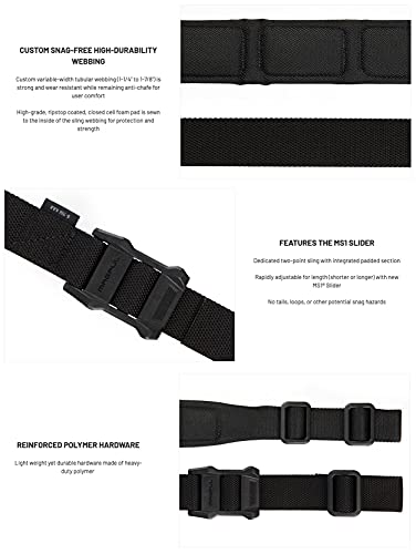Magpul MS1 Two-Point Quick-Adjust Padded Sling MS1-Eslinga Acolchada de Dos Puntos de Ajuste rápido, Unisex, Negro