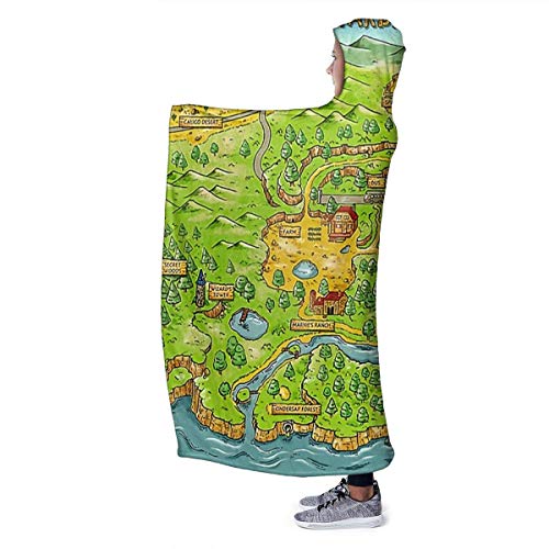 maichengxuan Stardew Valley Mapa - Manta suave con capucha (127 x 40 cm)