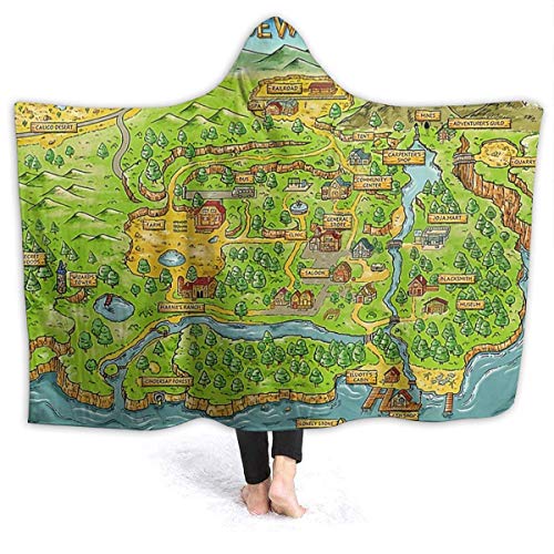 maichengxuan Stardew Valley Mapa - Manta suave con capucha (127 x 40 cm)
