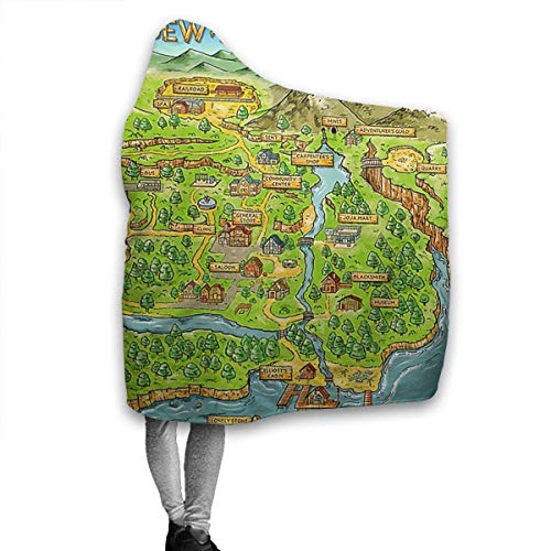 maichengxuan Stardew Valley Mapa - Manta suave con capucha (127 x 40 cm)