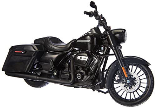 Maisto Harley-Davidson Road King Special - Modelo de Moto 1:12, Horquilla giratoria, Caballete Lateral móvil, 20 cm, Color Negro (532336)