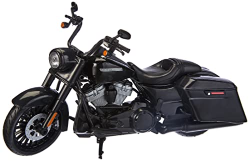Maisto Harley-Davidson Road King Special - Modelo de Moto 1:12, Horquilla giratoria, Caballete Lateral móvil, 20 cm, Color Negro (532336)