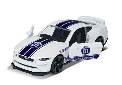 Majorette 212084009Q15 Racing Ford Mustang GT - Coche de Juguete, Rueda Libre, Piezas de Apertura, 7,5 cm, Color Blanco/Azul, para niños a Partir de 3 años