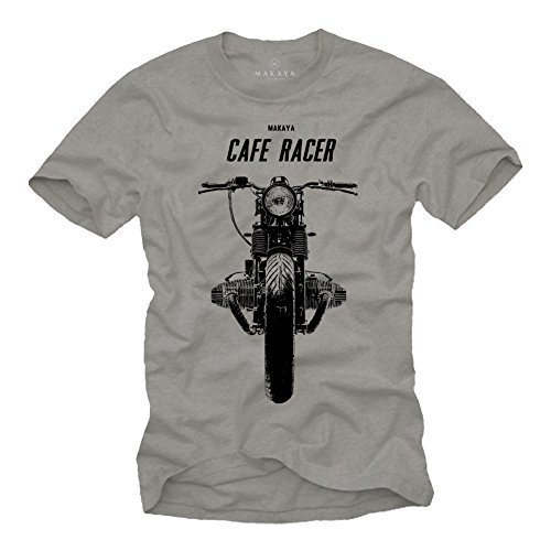 MAKAYA Cafe Racer - Camisetas de Motos Clasicas Hombre - Gris L