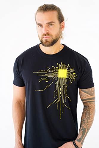 MAKAYA Regalo Friki - Camiseta para Hombre Negra - CPU - Talla XL